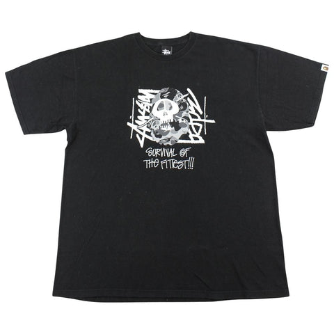 Stussy x Bape Survival of The Fittest Tee Black