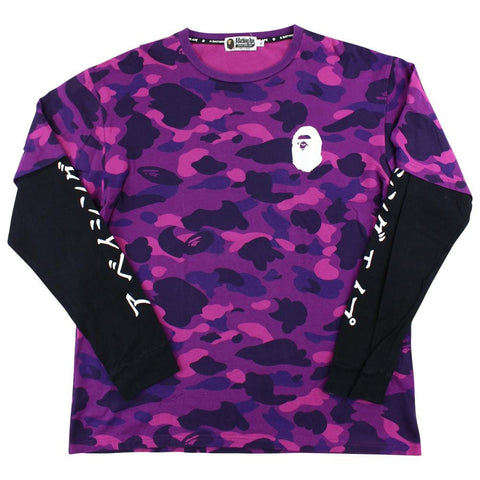 T-shirt à manches longues Bape Purple Camo Katakana