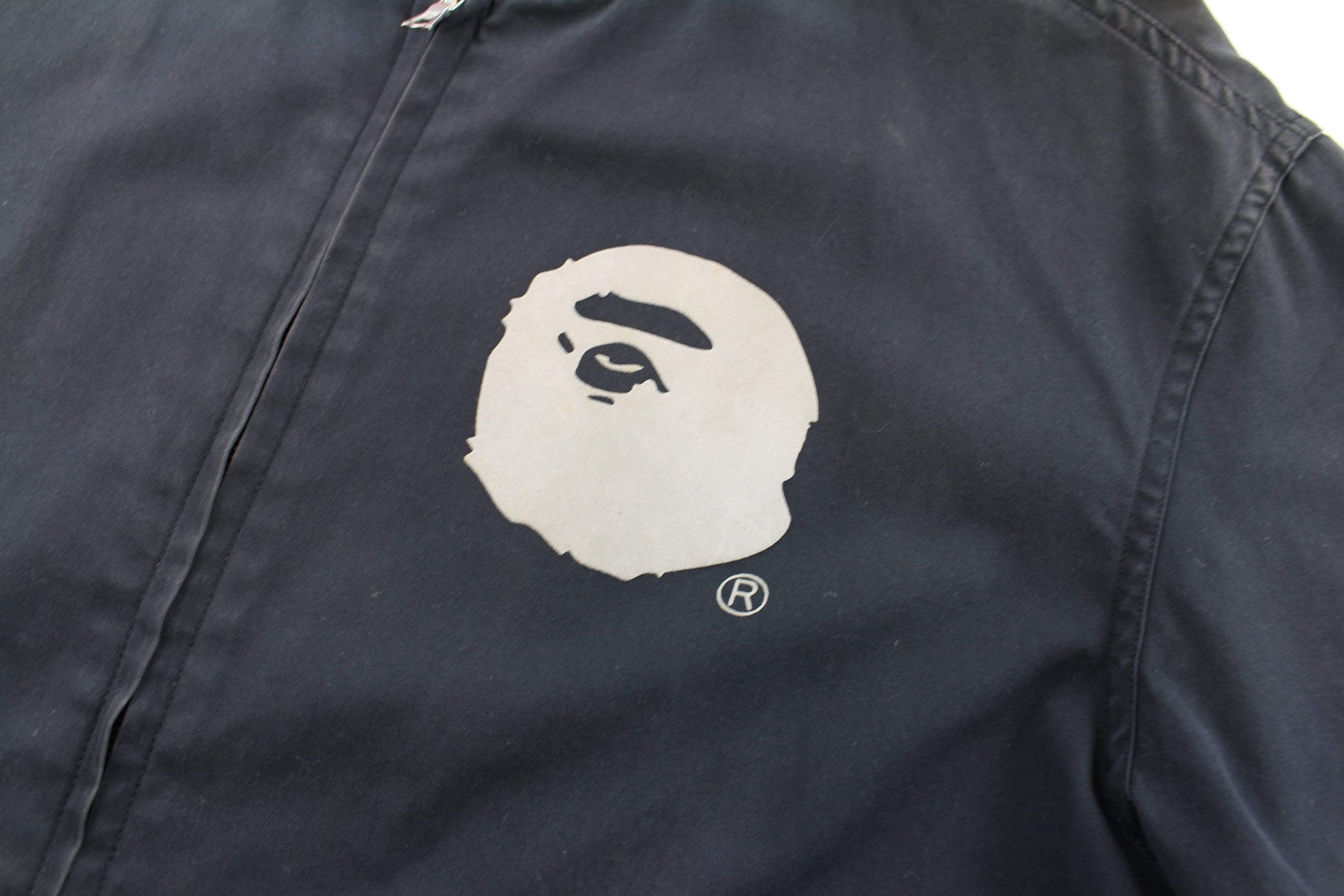 Bape Silver Big Ape Logo Bomber Jacket Navy Red White Trim - SaruGeneral