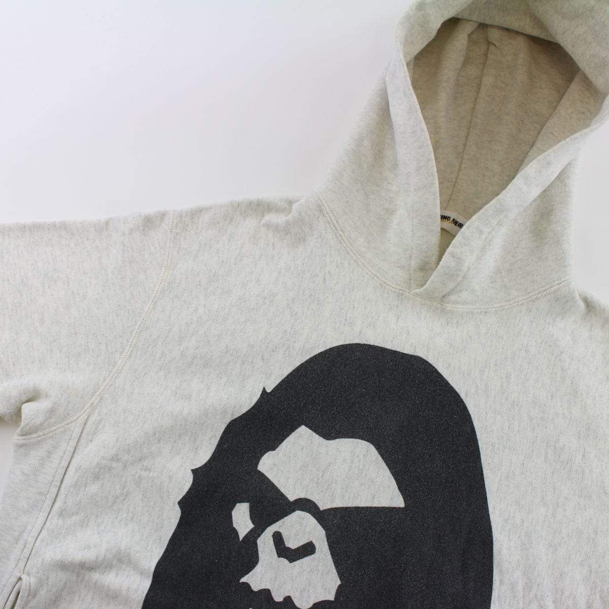 Bape Angry Face Big Ape Logo Hoodie Light Grey - SaruGeneral