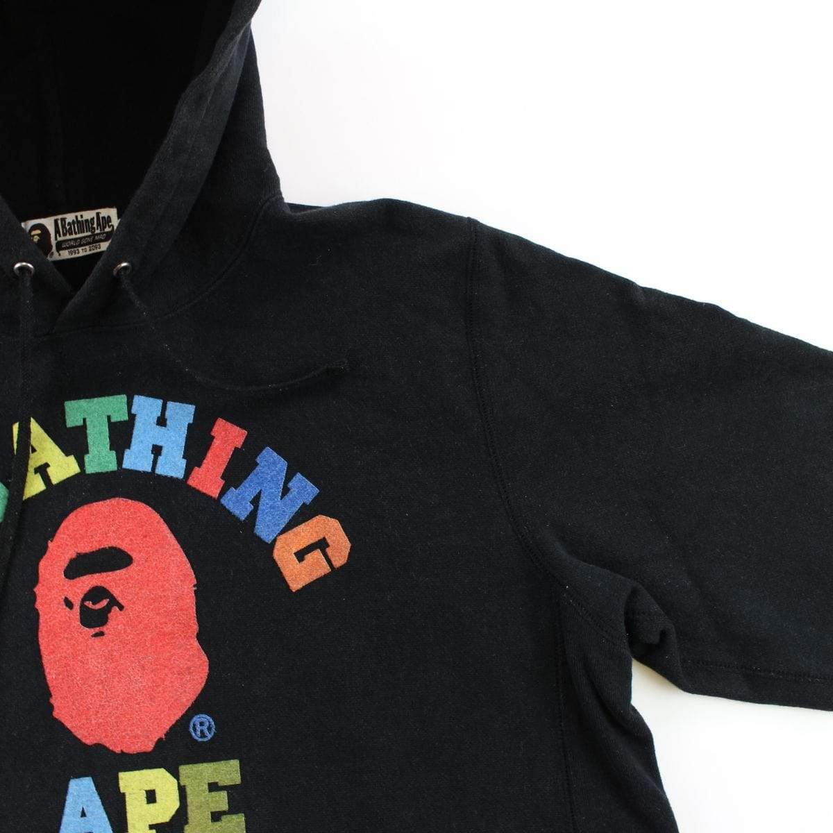 Bape Multicoloured College Logo Hoodie Black - SaruGeneral