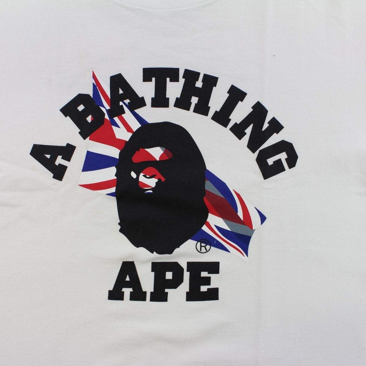 Bape Union Jack Flag College Logo Tee White - SaruGeneral