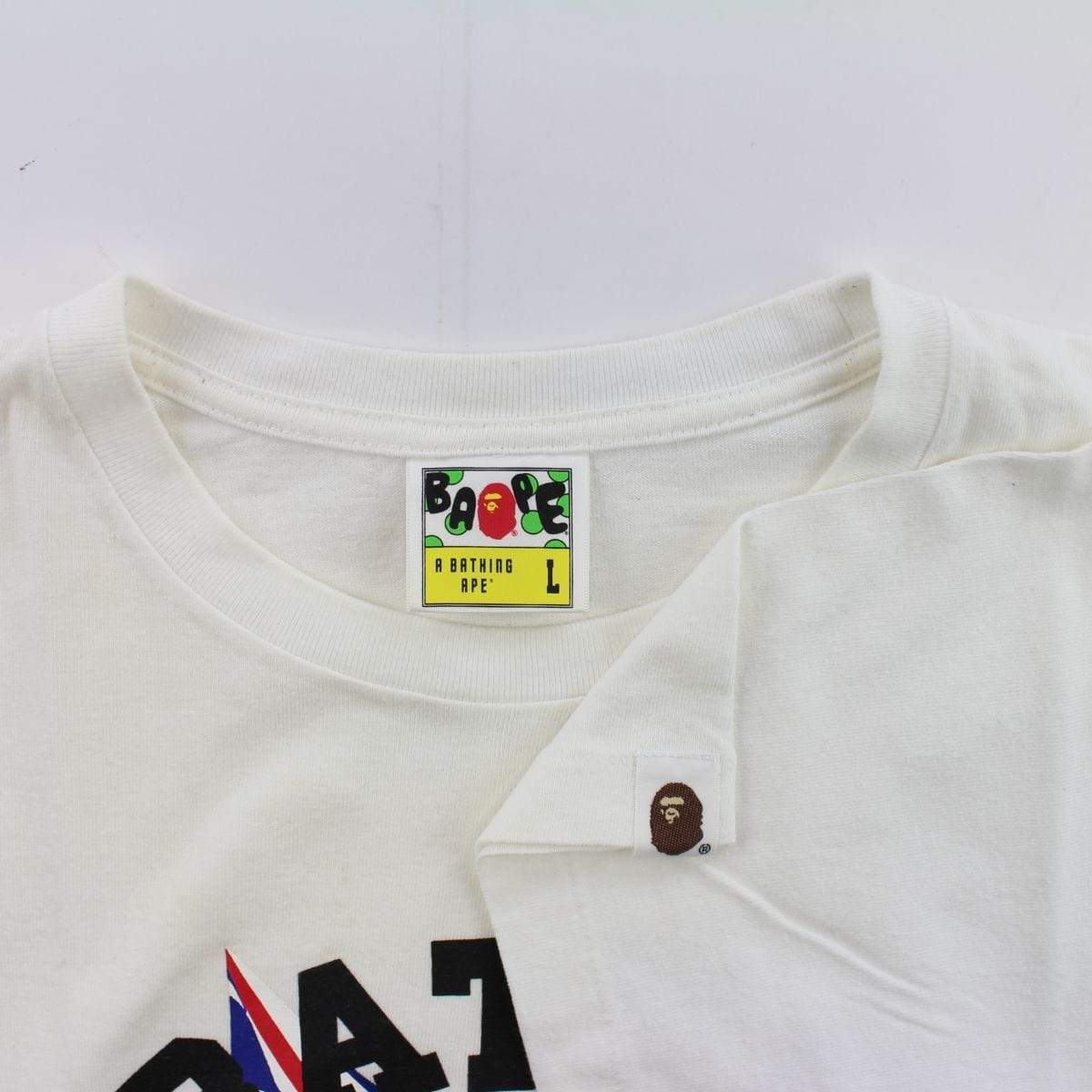 Bape Union Jack Flag College Logo Tee White - SaruGeneral