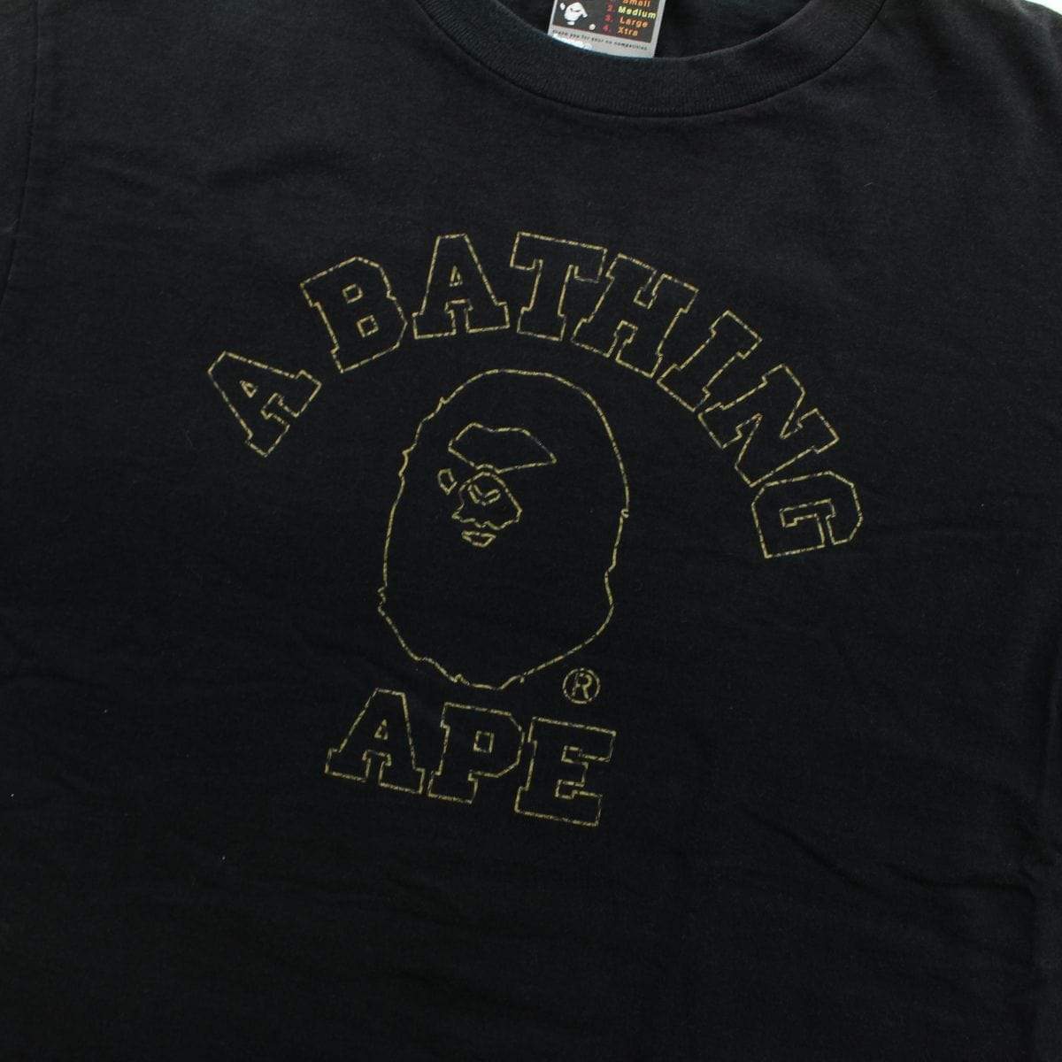 Bape 1st Yellow Camo Outline College Logo Tee Black - SaruGeneral