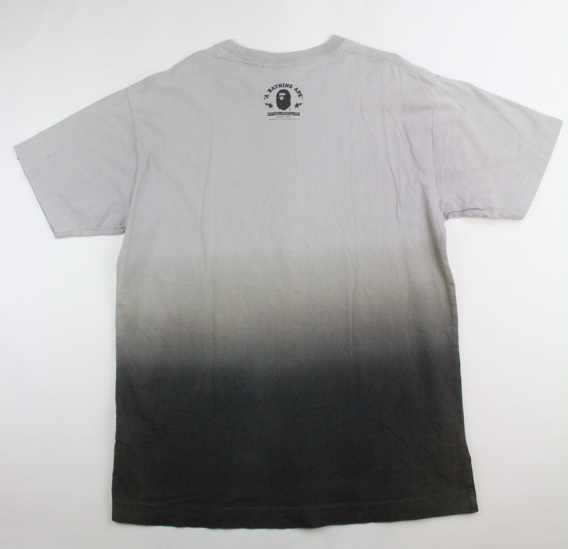 Bape Black Flame College Logo Tee Grey Gradient - SaruGeneral