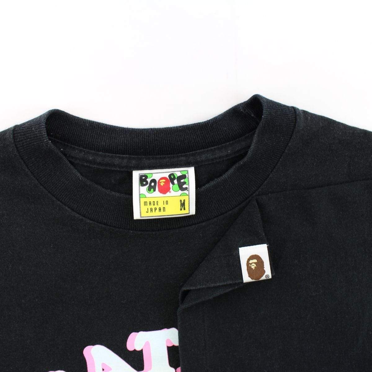 Bape Yellow Pink 3D College Logo Tee Black - SaruGeneral