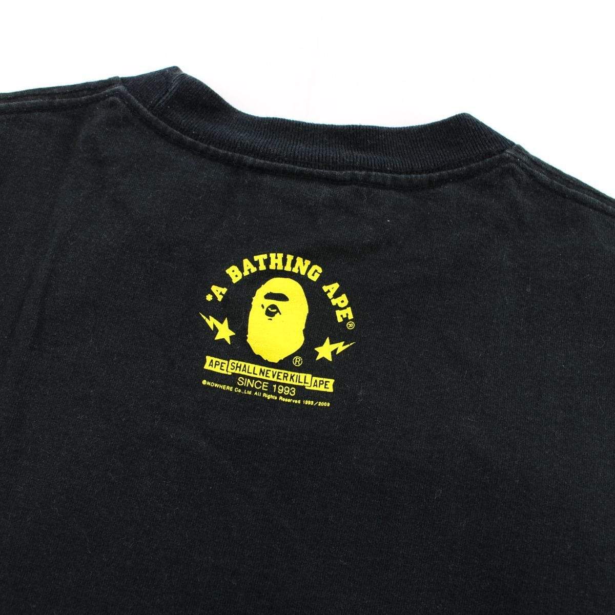 Bape Yellow Pink 3D College Logo Tee Black - SaruGeneral