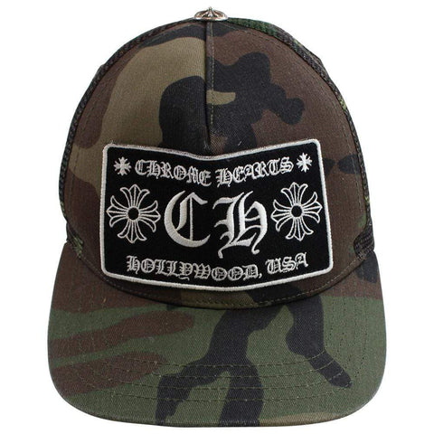 chrome hearts green camo trucker