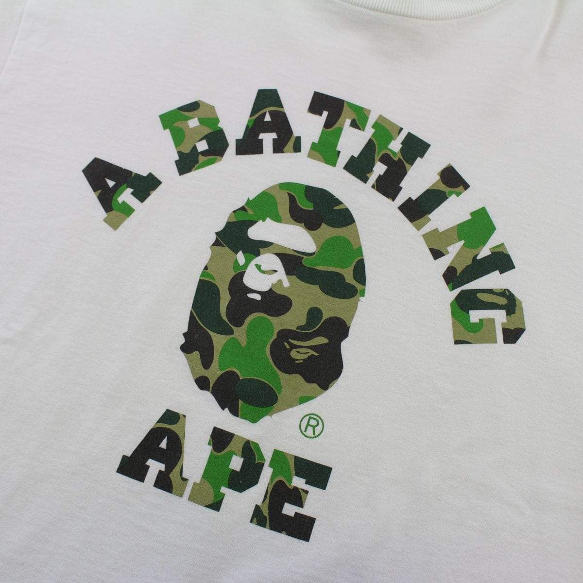 Bape ABC Green Camo College Logo Tee White - SaruGeneral