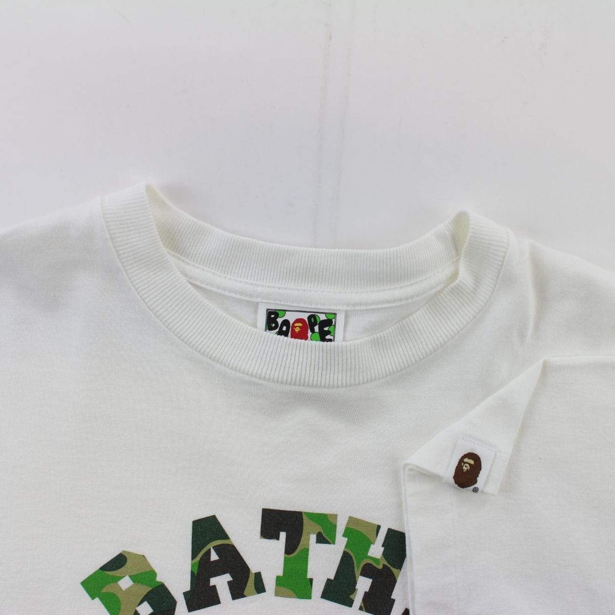 Bape ABC Green Camo College Logo Tee White - SaruGeneral