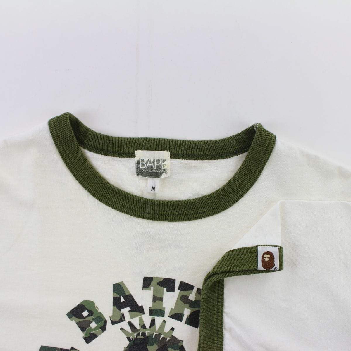 Bape x Kaws 1st Green Camo College Logo Tee White - SaruGeneral