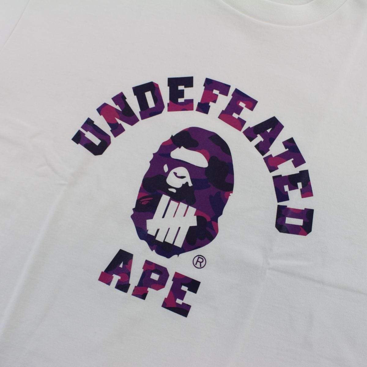 Bape x UNDFTD Purple Camo College Logo Tee White - SaruGeneral