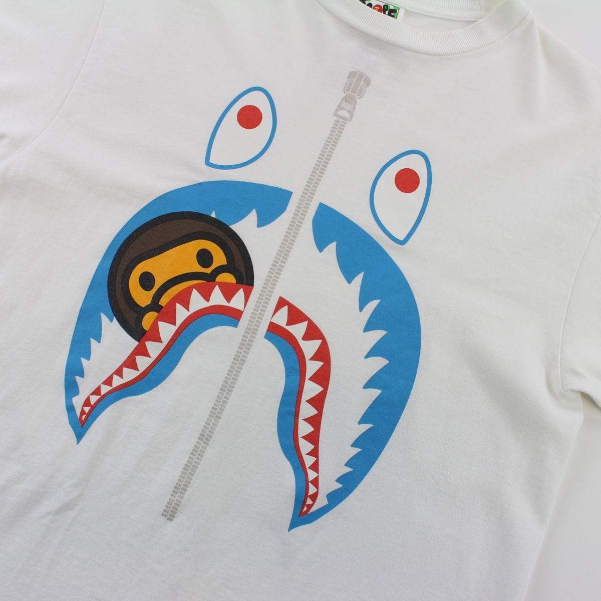 Bape Milo Blue Shark Face Tee White - SaruGeneral