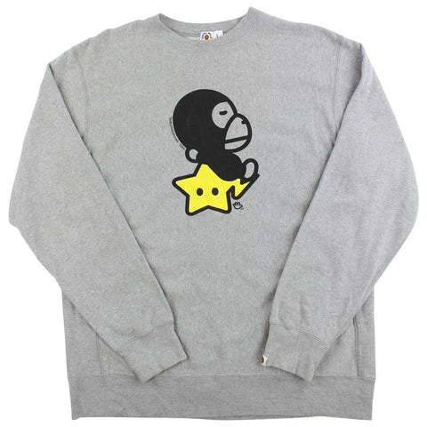 Bape Sleeping Milo Bapesta Crewneck Gris 2004