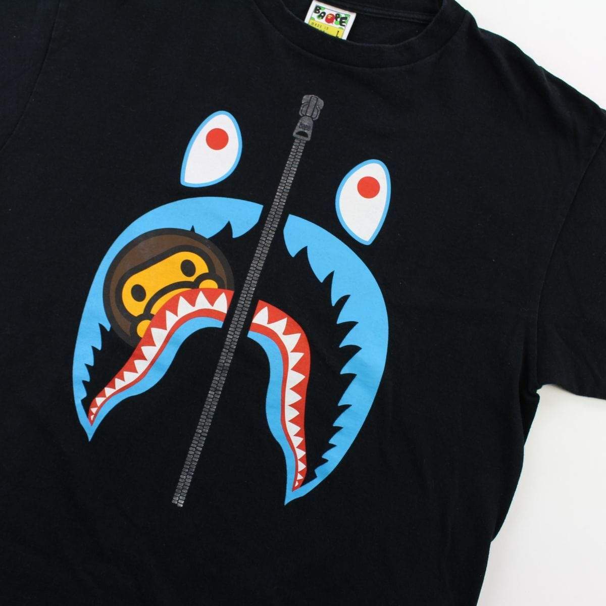 Bape Milo Blue Shark Face Tee Black - SaruGeneral