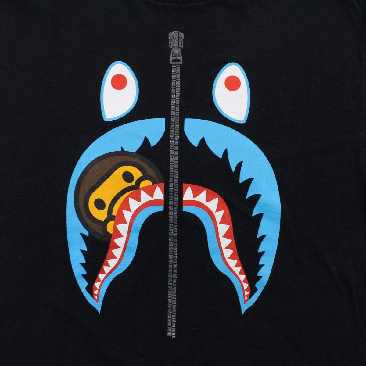 Bape Milo Blue Shark Face Tee Black - SaruGeneral