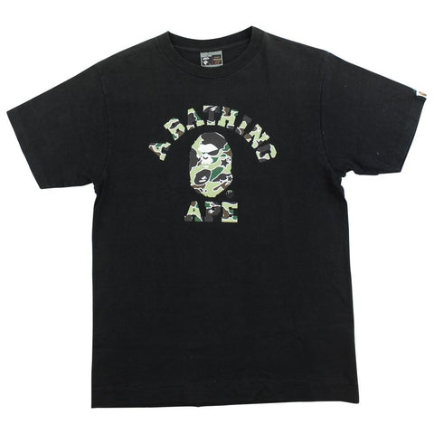 Bape Green psyche Camo College Logo Tee Black