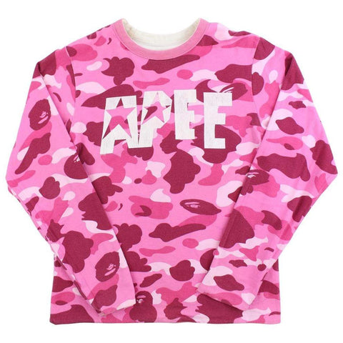 Bape Pink Camo LS Reversible Tee