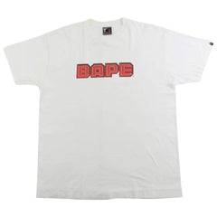 Bape Red Text Tee White