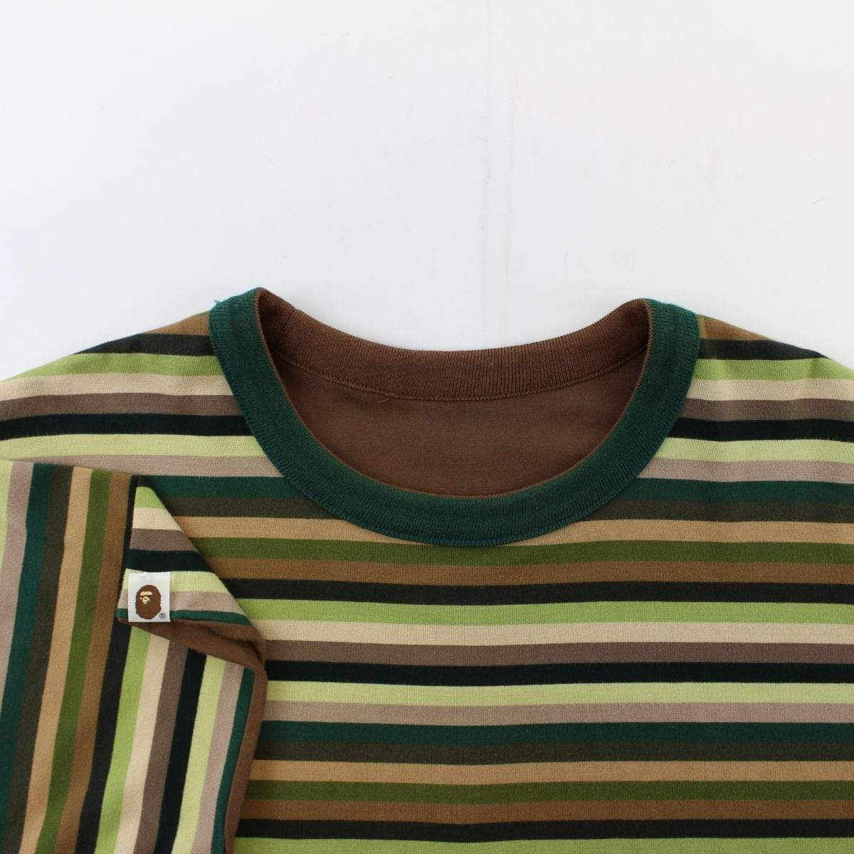 Bape Green Striple reversible college tee brown - SaruGeneral