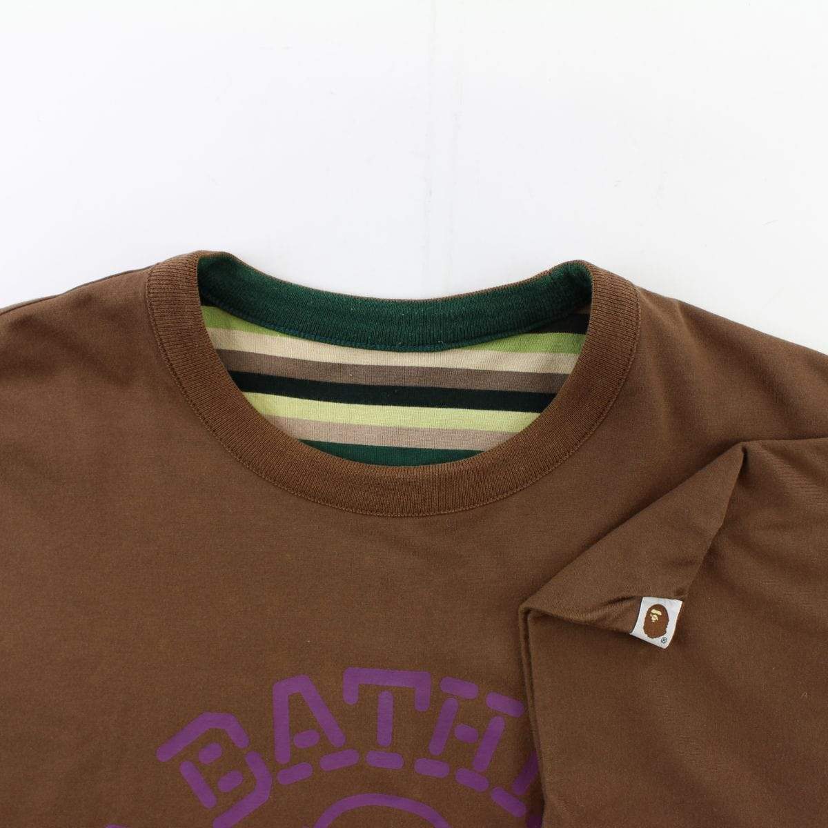 Bape Green Striple reversible college tee brown - SaruGeneral