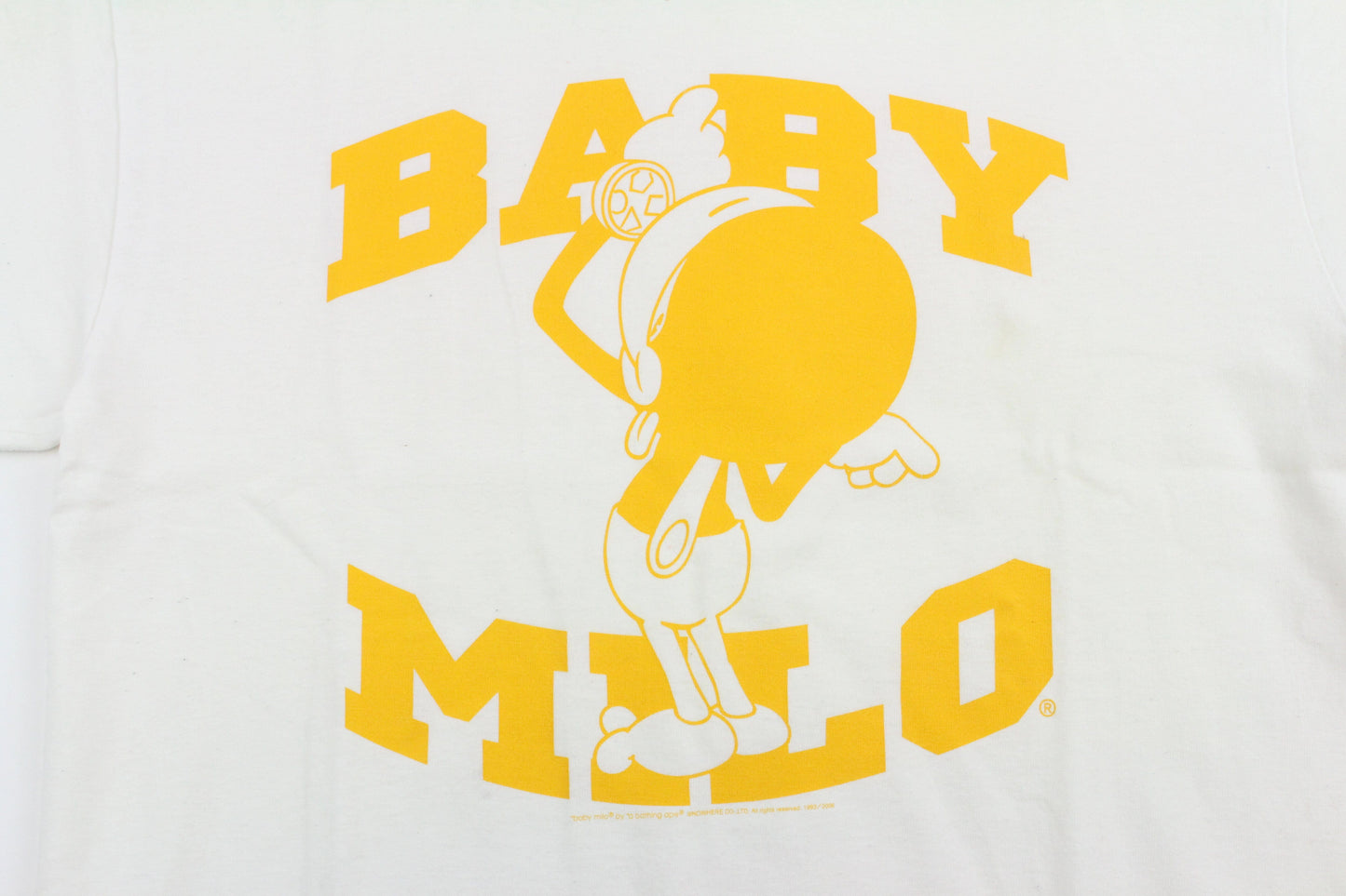 Bape Baby Milo Yellow Arc Text Tee White - SaruGeneral