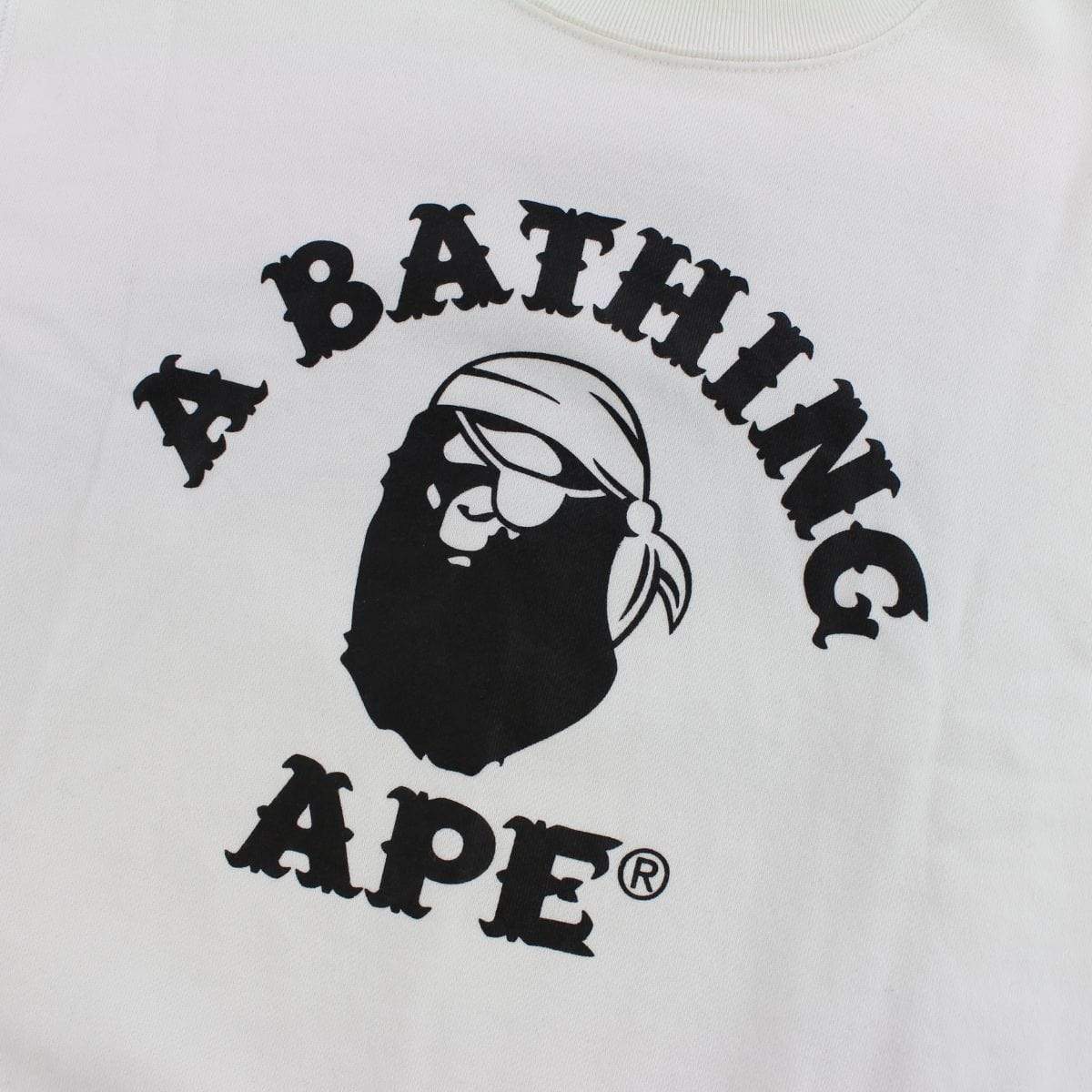 Bape Pirate Store College Logo Crewneck White - SaruGeneral
