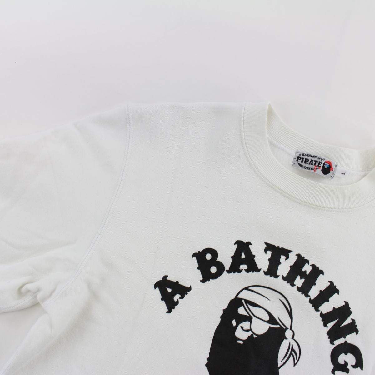 Bape Pirate Store College Logo Crewneck White - SaruGeneral