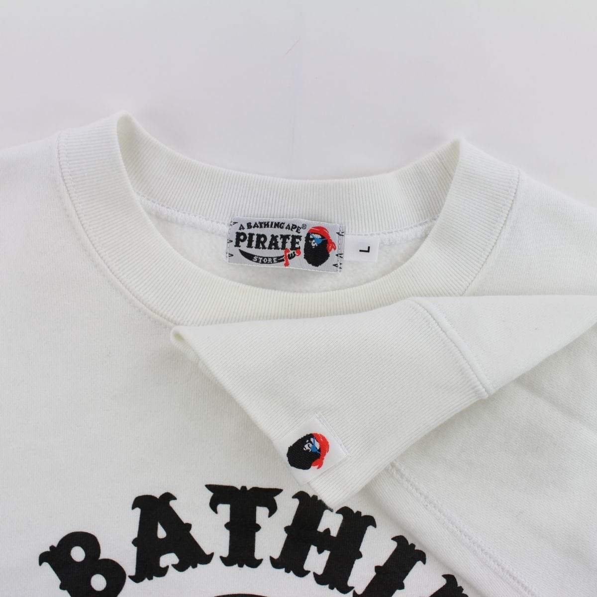 Bape Pirate Store College Logo Crewneck White - SaruGeneral