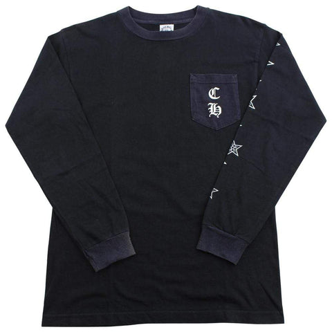 chrome hearts horseshoe stars pocket ls black