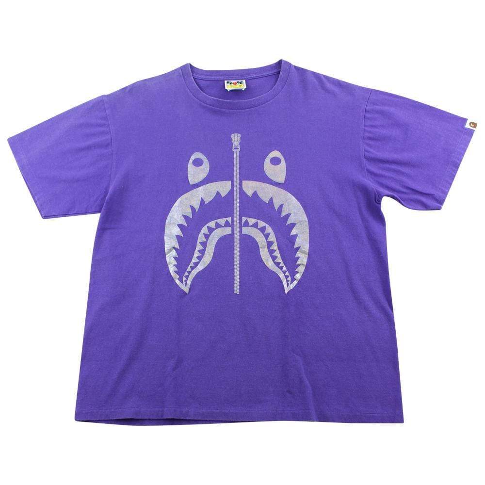 Bape Silver Foil Shark Face Tee Purple - SaruGeneral