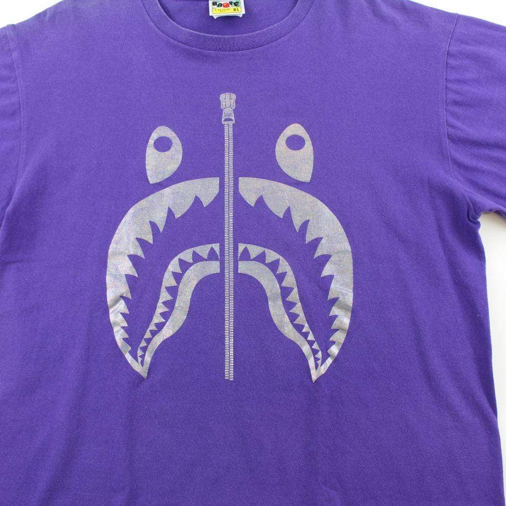 Bape Silver Foil Shark Face Tee Purple - SaruGeneral