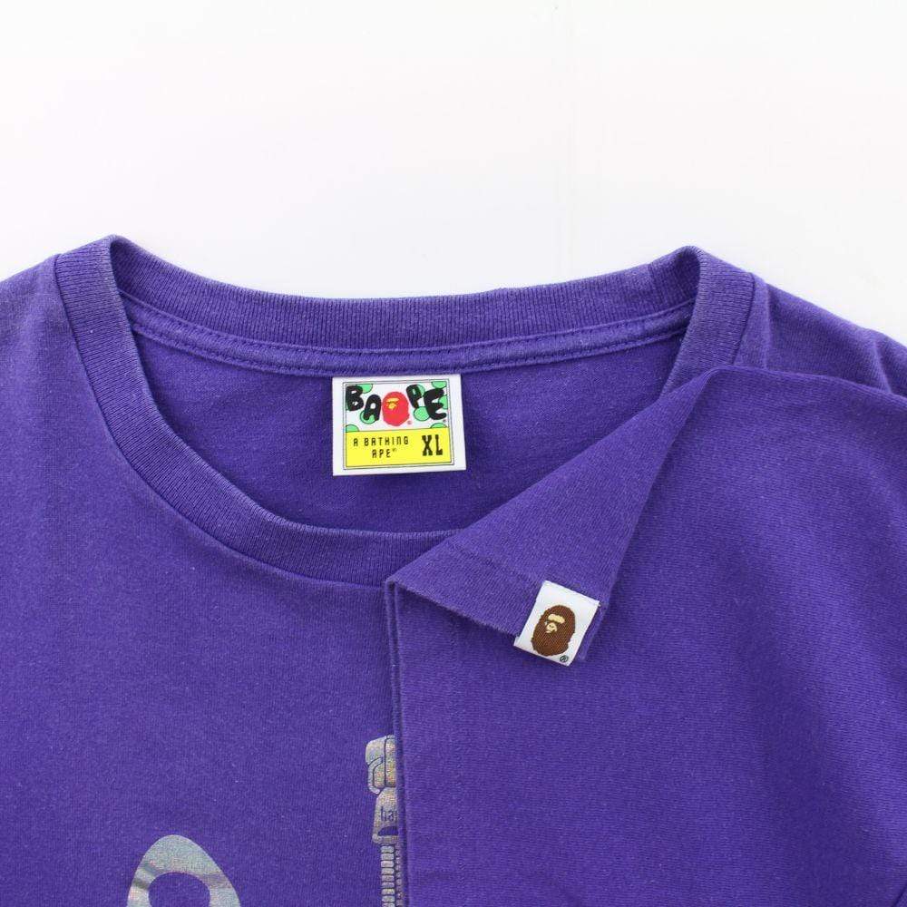 Bape Silver Foil Shark Face Tee Purple - SaruGeneral