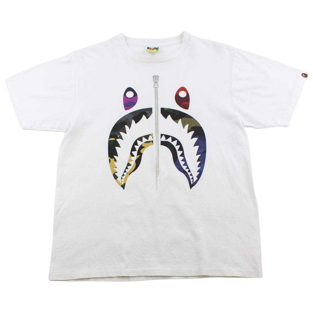 Bape Multi Camo Shark Face Tee White - SaruGeneral