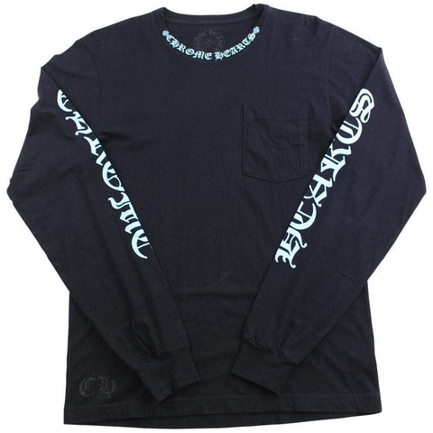 Chrome Hearts Teal Neckline Text LS Black