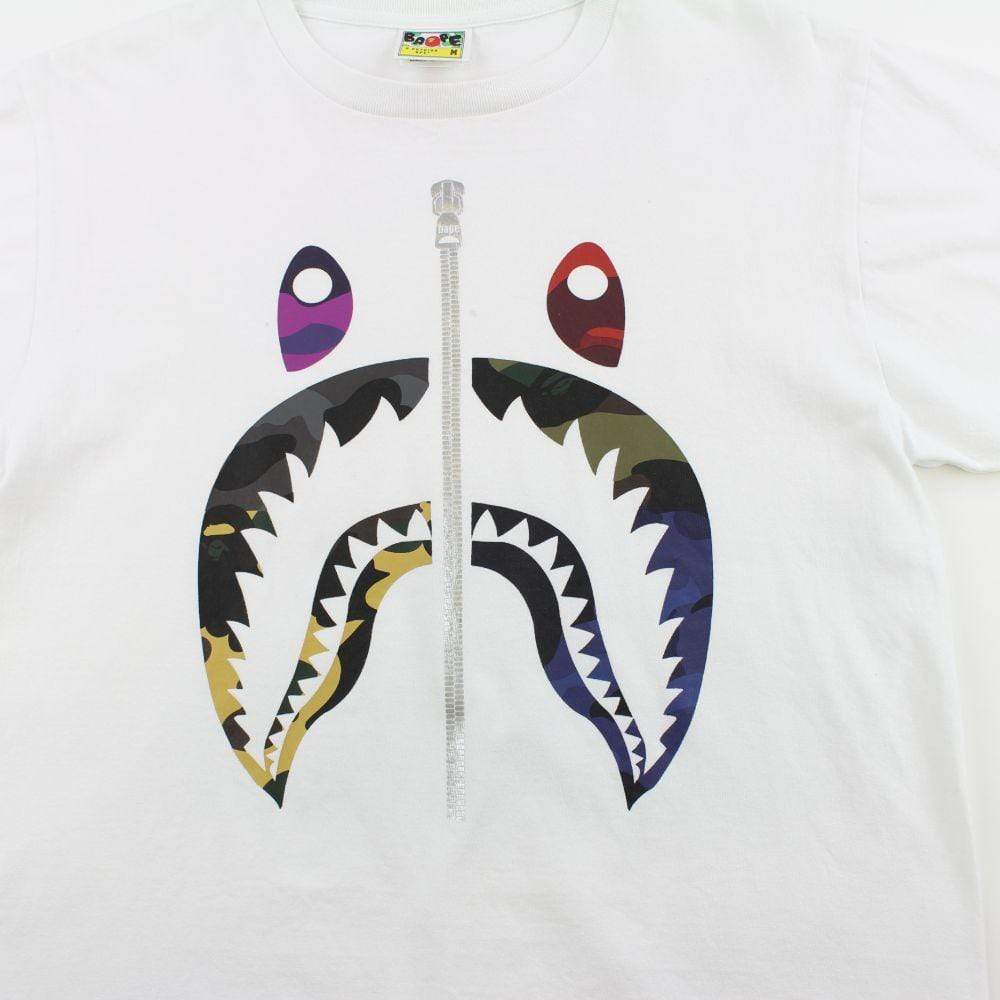 Bape Multi Camo Shark Face Tee White - SaruGeneral