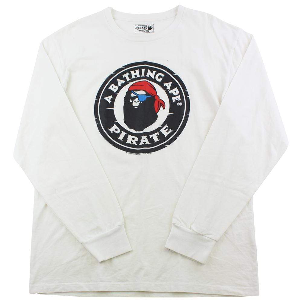 Bape Pirate Store Logo LS White - SaruGeneral