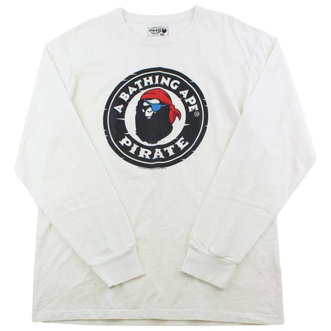 T-shirt à manches longues avec logo Bape Pirate Store blanc