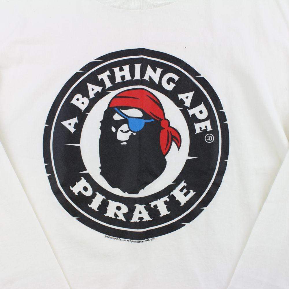 Bape Pirate Store Logo LS White - SaruGeneral