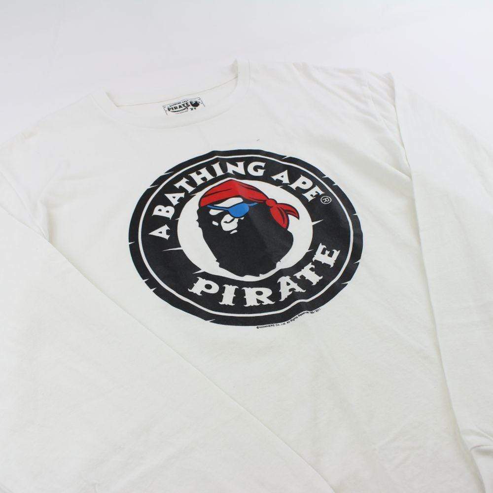 Bape Pirate Store Logo LS White - SaruGeneral