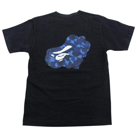 Bape Blue Camo Text Tee Black