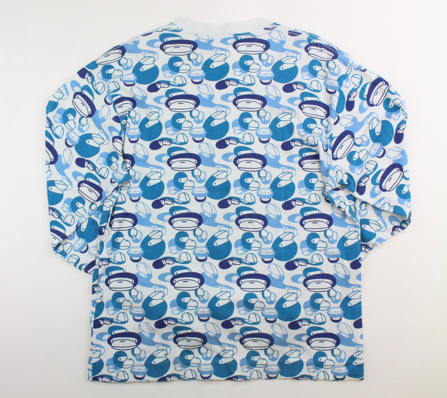 Bape Blue Baby Milo Camo Text LS Blue - SaruGeneral