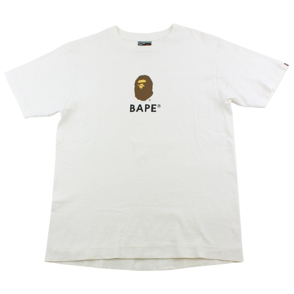 Bape Big Ape Logo Text Tee White - SaruGeneral