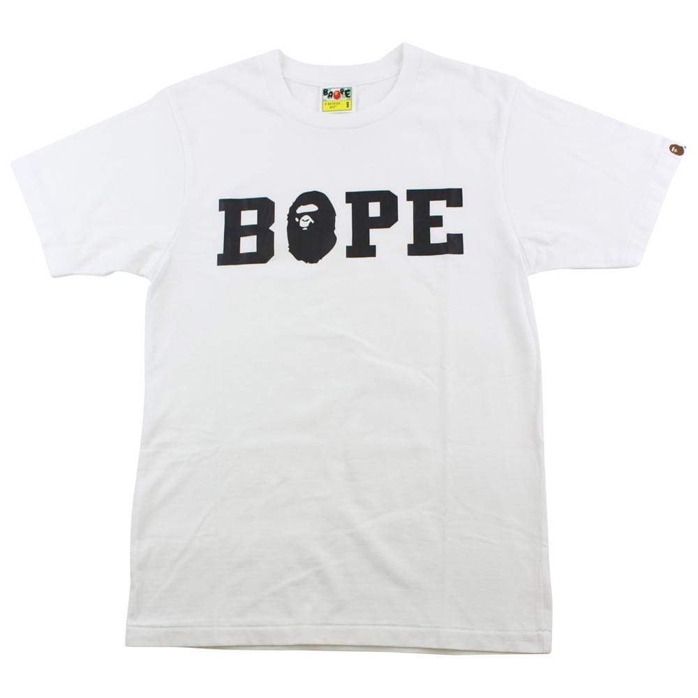 Bape Black Text Logo Tee White - SaruGeneral