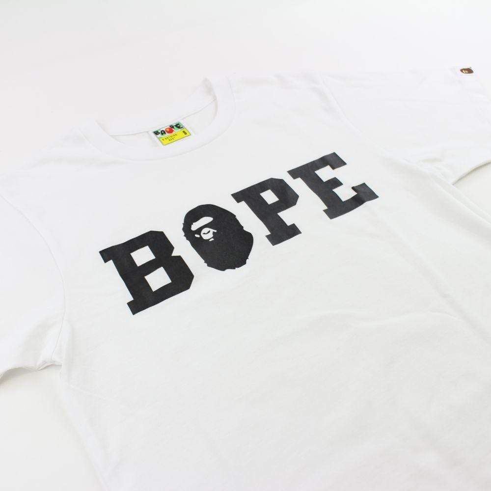 Bape Black Text Logo Tee White - SaruGeneral