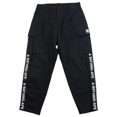 bape black strip cargo pants