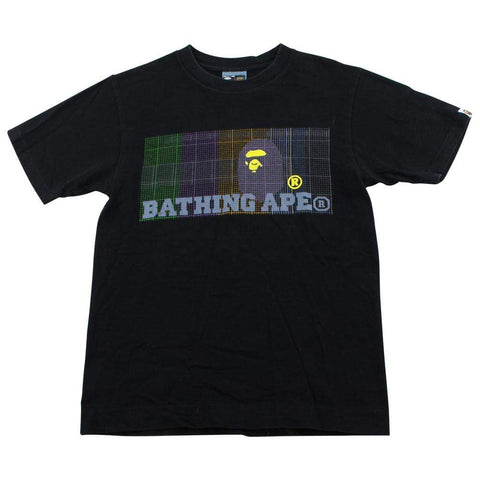 Bape Multi Colour Grid Logo Tee Black