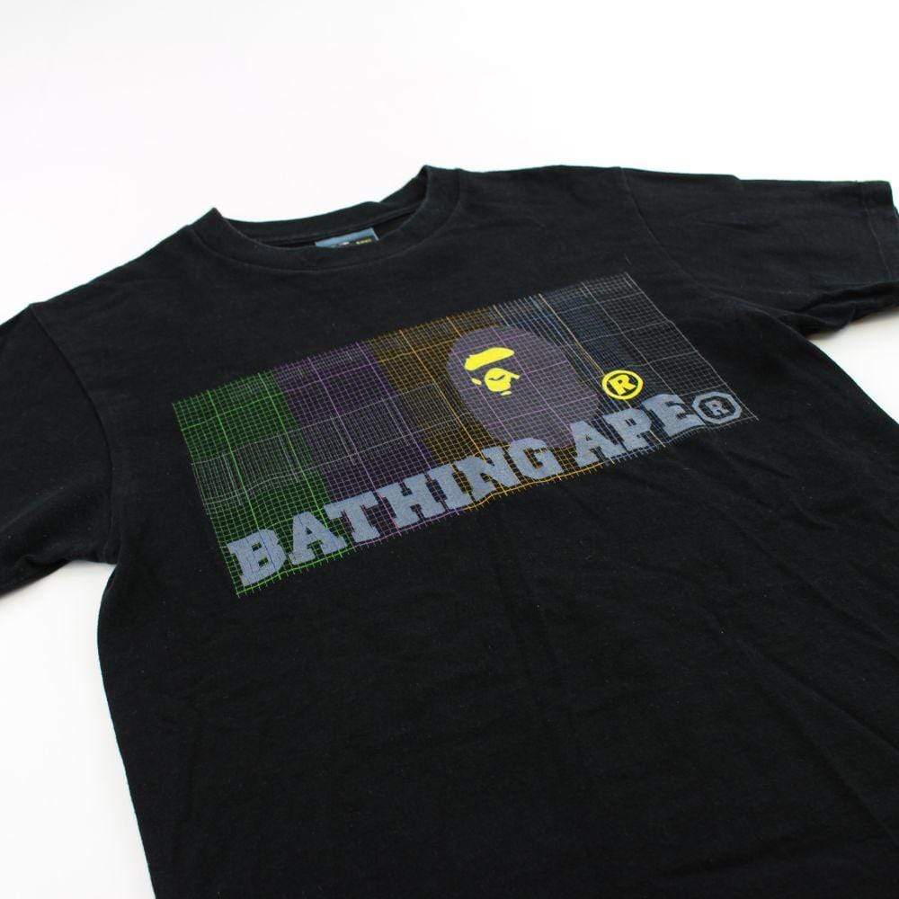 Bape Multi Colour Grid Logo Tee Black - SaruGeneral