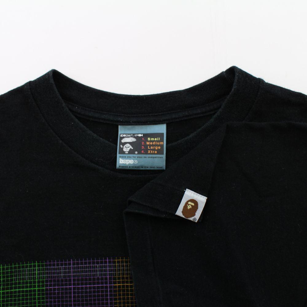 Bape Multi Colour Grid Logo Tee Black - SaruGeneral