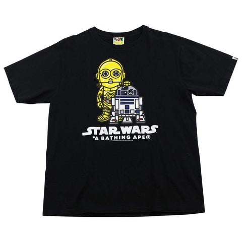 Bape x Star Wars C3PO and R2D2 Tee Black